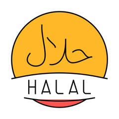 halal product label warning line icon vector. halal product label warning sign. isolated symbol illustration