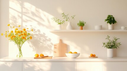Modern kitchen with a couple cooking together, bright and inviting