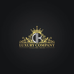 Luxury Monogram Logo with Crown and Flourish Design