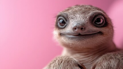 Smiling Animal in Playful Pose on Pastel Background