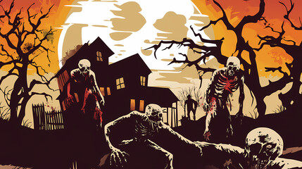 Fototapeta premium Halloween invitation to zombie party vector image