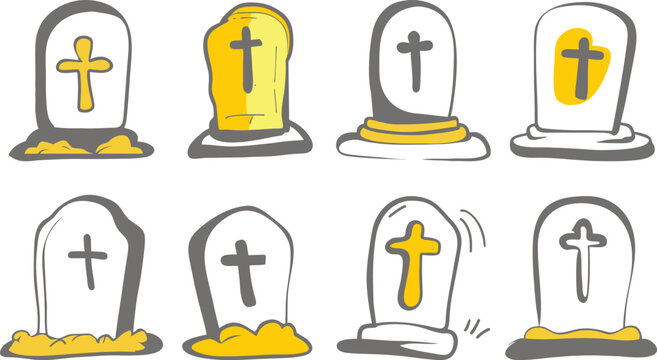 Hand Drawn Gravestone  Vector Illustrations