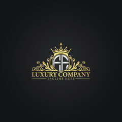 Fototapeta premium Luxury Crown Logo with Elegant Flourishes and Monogram