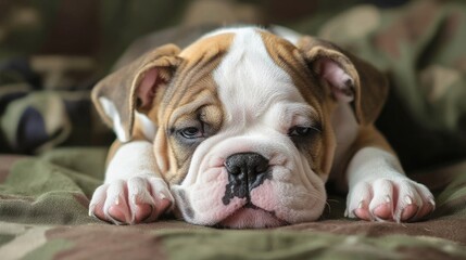 Fototapeta premium English bulldog puppy on a uniform background