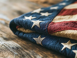 Classic illustration of a folded American flag with a vintage texture, high resolution, symbolizing Veteran&rsquo;s Day