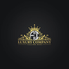 Luxury Crown Logo with Elegant Flourishes and Monogram