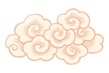 Japanese oriental cloud png sticker, traditional weather graphic, transparent background