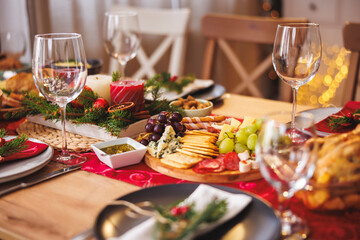 Christmas dinner table setting