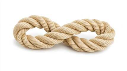 Loose rope with a simple knot, curving in an elegant shape, isolated on white background, perfect for nautical themes, survival visuals, or adventure branding