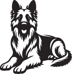 German shepherd dog in different poses on a white background objects silhouette illustration.