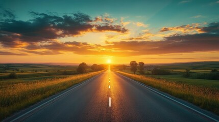 Naklejka premium sunset over the highway