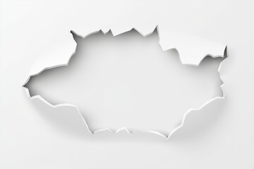 Ripped hole in a white paper with curled edges, clean and minimalist, ideal for highlighting product features, text, or branding in advertisements
