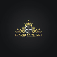 Royal Luxury Company Logo Design with Gold Elements