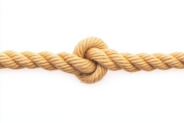 Twisted rope with a knot, isolated on white, minimalist design, ideal for concepts of connection, strength, or problem-solving in branding and marketing