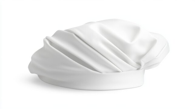 Traditional chefs hat in pristine white, isolated on white, ideal for gourmet cooking ads, culinary school promotions, or food industry branding