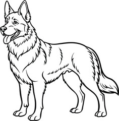 German Shepherd Dog Line art Contour vector illustration Continuous line drawing.
