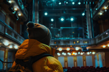 Obraz premium Generative AI captures a solitary moment in a theater interior
