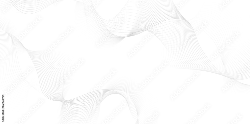 Wall mural white wave curve lines banner background design. abstract soft wave lines dynamic flowing gray light