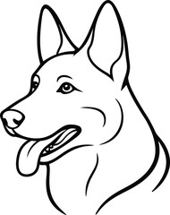 German Shepherd Dog Line art Contour vector illustration Continuous line drawing.
