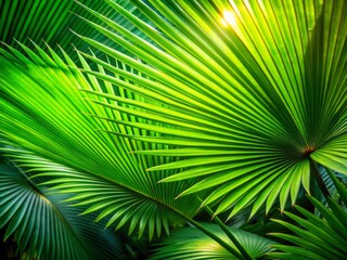 Discover the beauty of macro photography highlighting lush palm leaves, capturing the delicate intricacies of nature's patterns and vibrant textures in stunning detail.