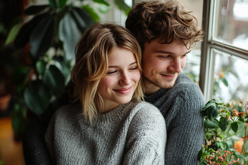 Fototapeta premium Picture of young people spending time in cozy home room generative ai