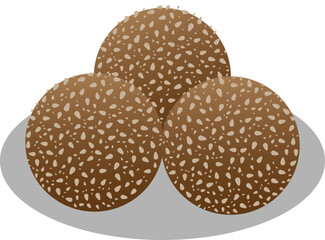 Illustration of onde - onde, traditional Indonesian food