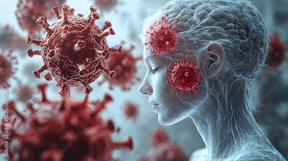 Poster microscopic view of coronavirus outbreak and pandemic crisis:visualizing the microscopic structure o