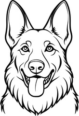 German Shepherd Dog Line art Contour vector illustration Continuous line drawing.