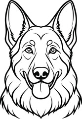 German Shepherd Dog Line art Contour vector illustration Continuous line drawing.