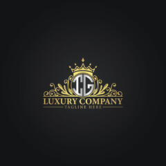 Luxury Monogram Logo with Crown and Flourish Design