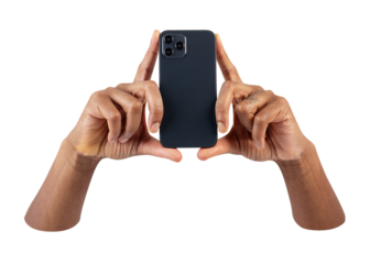 PNG hands holding smartphone with, collage element, transparent background