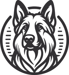 German Shepherd Dog Line art Contour vector illustration Continuous line drawing.