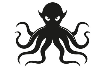 A Vector Illustration of an octopus silhouette in black color, a vector art illustration