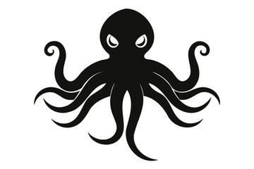 A Vector Illustration of an octopus silhouette in black color, a vector art illustration