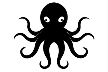 A Vector Illustration of an octopus silhouette in black color, a vector art illustration