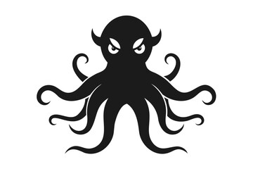 A Vector Illustration of an octopus silhouette in black color, a vector art illustration