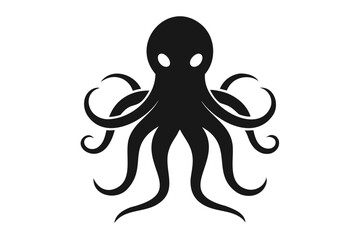 A Vector Illustration of an octopus silhouette in black color, a vector art illustration