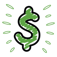 dollar icon Hand drawn doodles bank sketch illustration