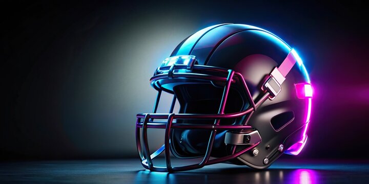 Football helmet with pink and blue LED lights