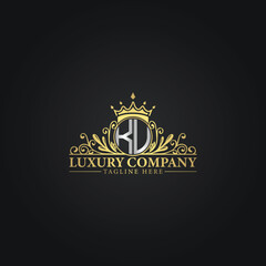 Luxury Crown Logo with Elegant Flourishes and Monogram
