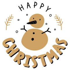 Happy Christmas png snowman festive greeting sticker