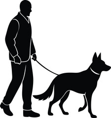 silhouette of a person with a dog