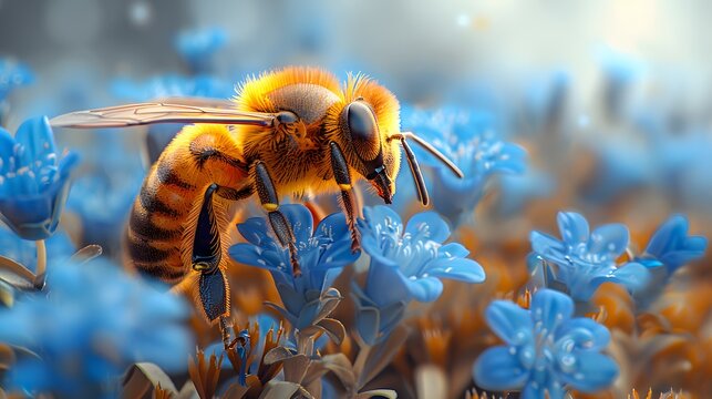 Modern illustration of a neon yellow bee buzzi. AI generated