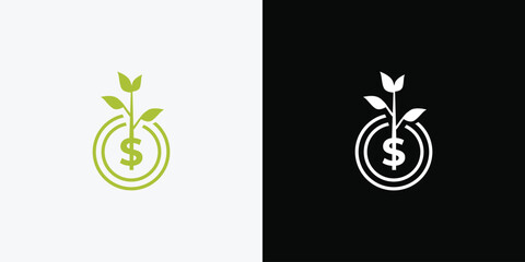 Dollar sprout, Funding logo, Growing money symbol vector illustration