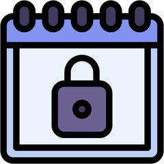 Vector Icon Lock, Calendar, Time And Date, Secure, Event
