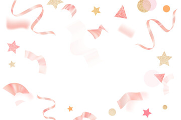Ribbon confetti png frame, pastel pink glittery design