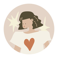 Feminine Instagram highlight icon png, woman character sticker aesthetic illustration in earth tone design