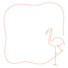 Cute flamingo frame png, line art animal illustration, transparent background