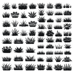 Detailed vector set of grass blades, perfect for nature illustrations, landscaping designs, and garden projects.