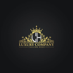 Royal Luxury Company Logo Design with Gold Elements